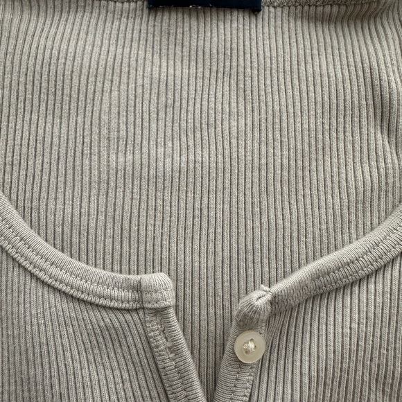 Beige Ribbed Button-Up Cardigan - Picture 3 of 4